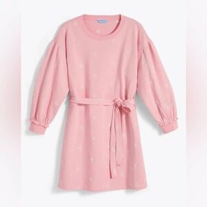 NEW Draper James, Bobbie Embroidered Sweatshirt Dress, Lt Pink, Large